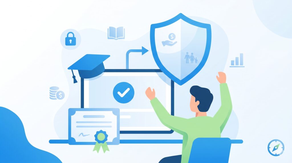 보이스피싱 예방 교육을 마치고 500만원 보장 무료보험에 가입한 사람의 모습